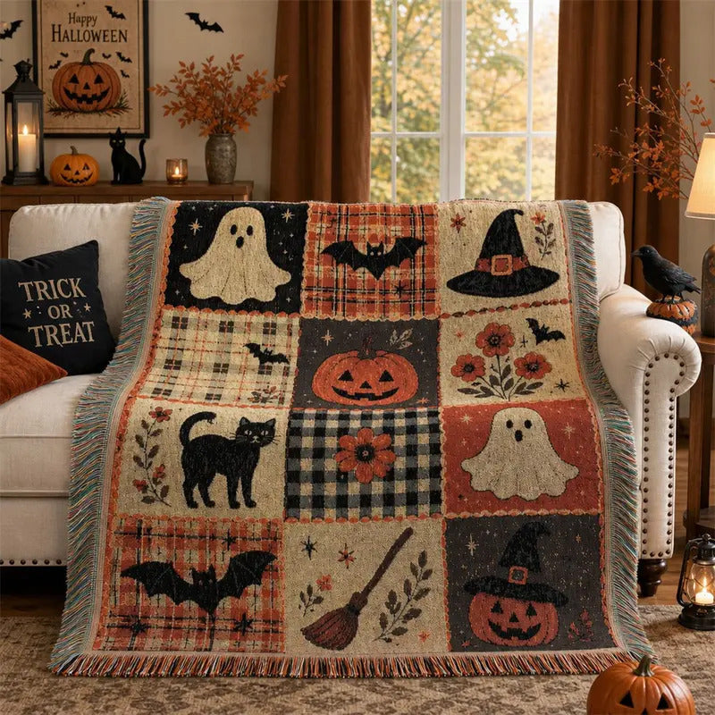 Decorative Halloween-Themed Throw Blanket