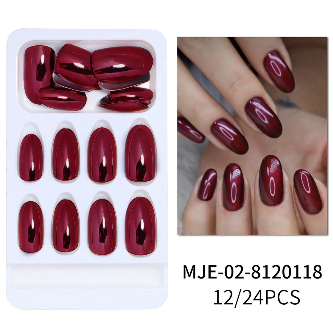 Luxury Glossy Almond-Shaped Press-On Nails Bowlift