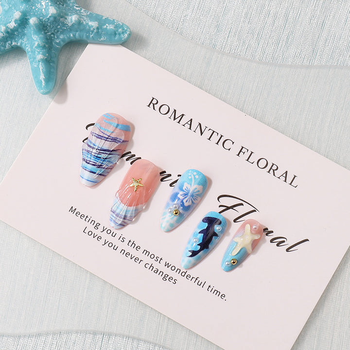 Artistic Sea-Inspired Press-On Nails Bowlift