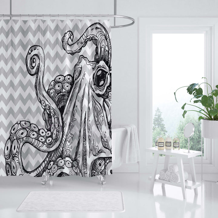 Ocean-Themed Art Shower Curtain Bowlift