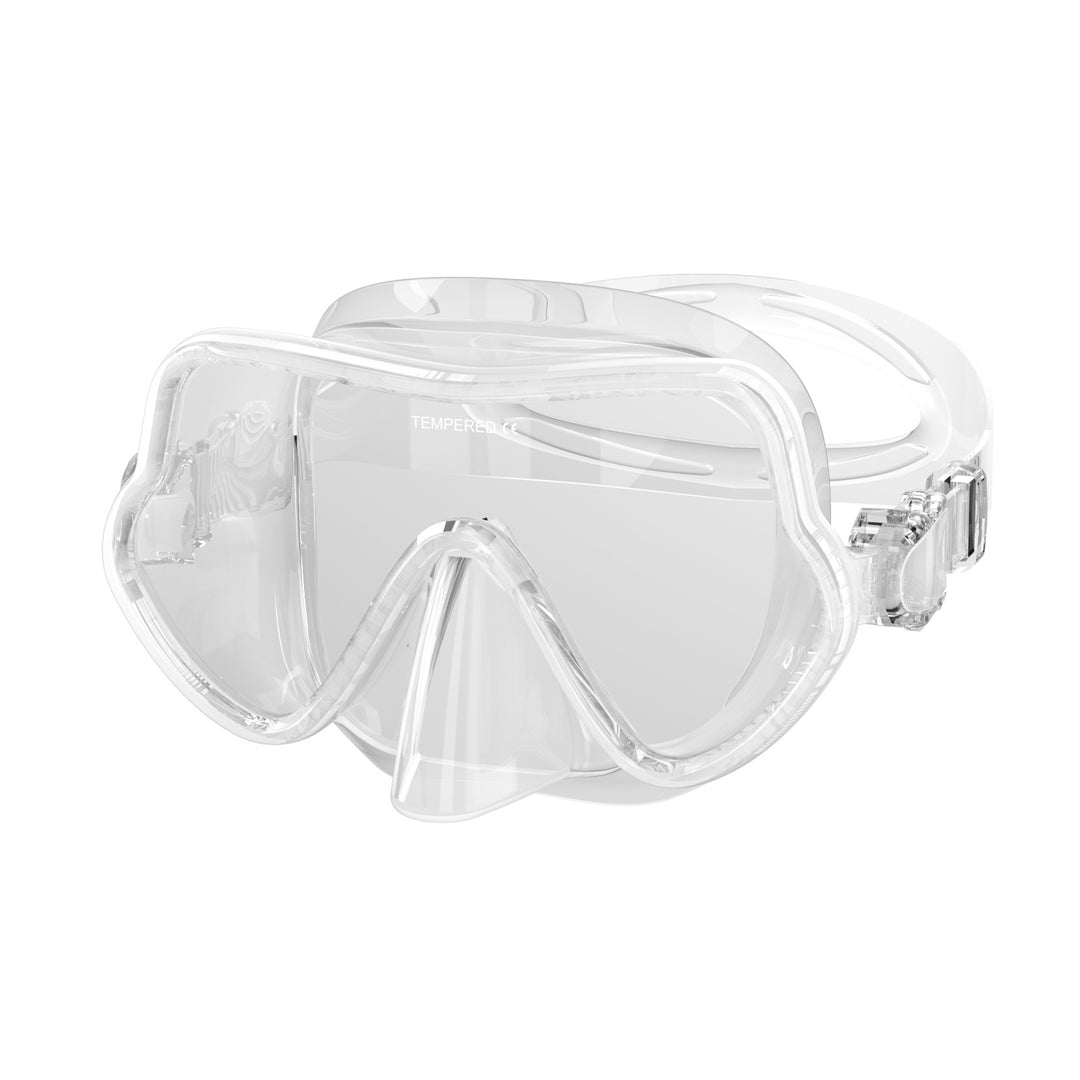 Diving mask with comprehensive field of vision and comfortable silicone border Bowlift