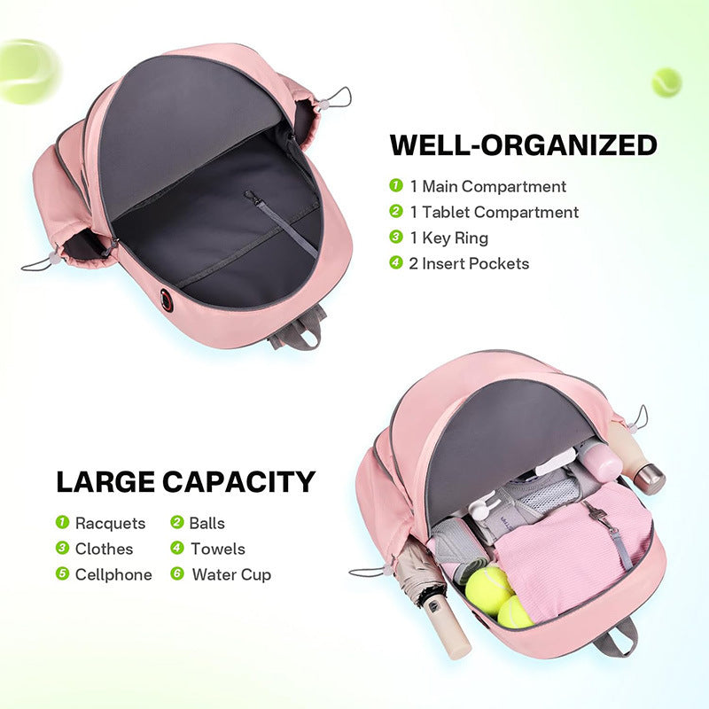 Sporty backpack for tennis with integrated shoe compartment and practical pockets Bowlift