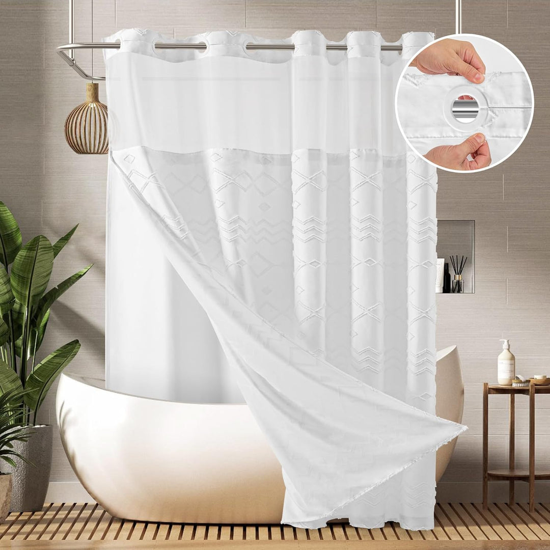 Textured Geometric Design Shower Curtain Bowlift
