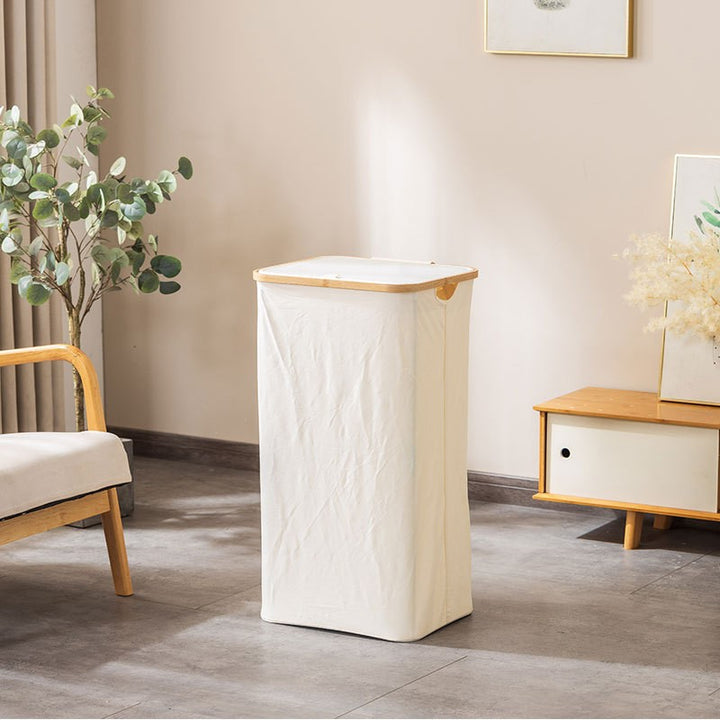Laundry basket with removable lid and bamboo frame Bowlift