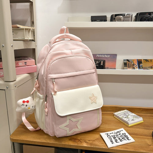 Cute Casual Star-Embellished School Backpack