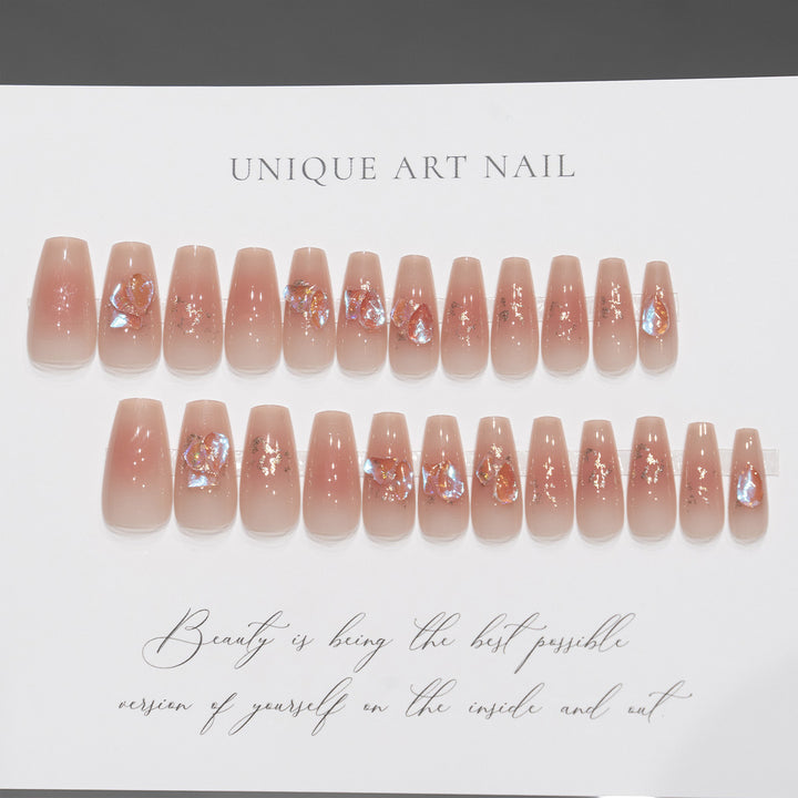 Artistic Press-On Nail Tips with Floral Design Bowlift