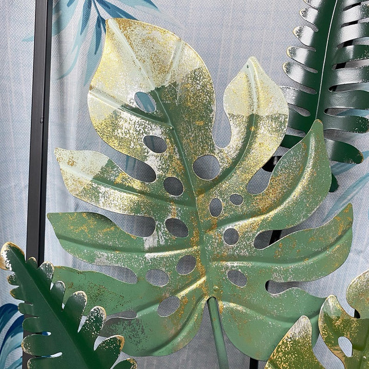 Decorative Metal Wall Art with Tropical Leaf Design Bowlift