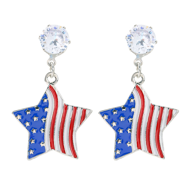 Women nan enamel horseshoe earrings with star motif and fishhook closure Bowlift