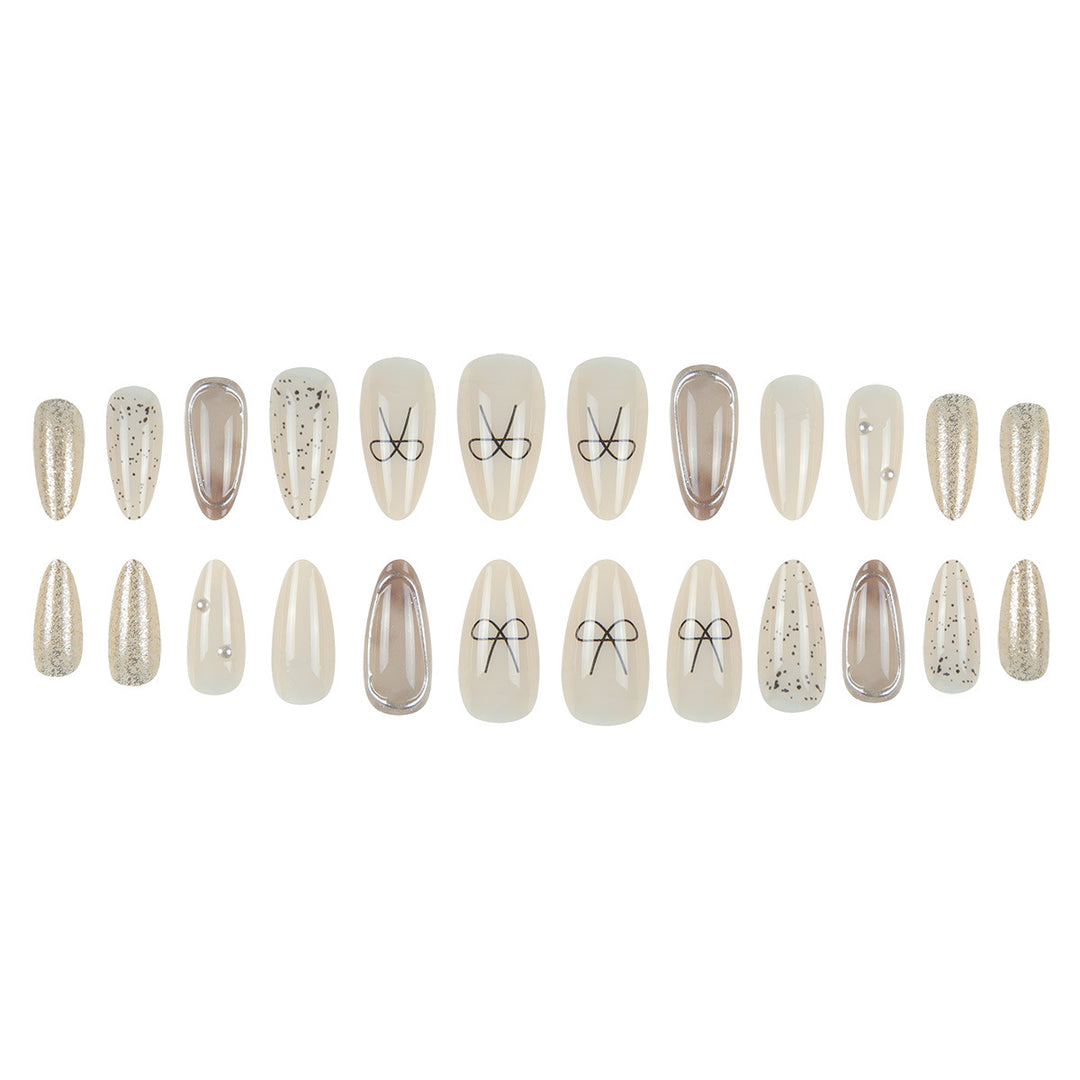 Premium Stiletto Press-On Nails with Glitter and Rhinestone Accents Bowlift