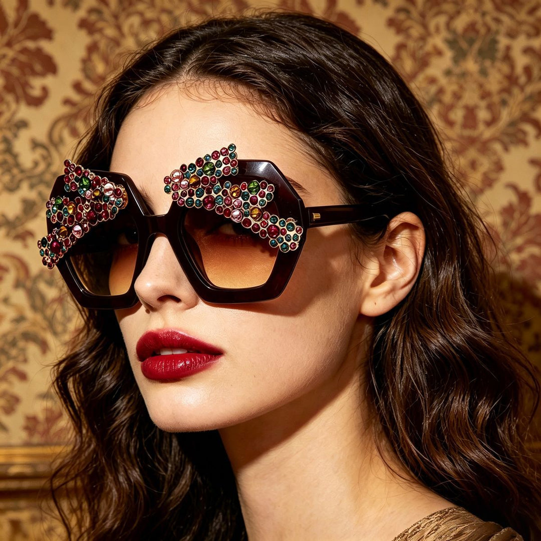 Women’s statement sunglasses with sparkling crystal frame Bowlift