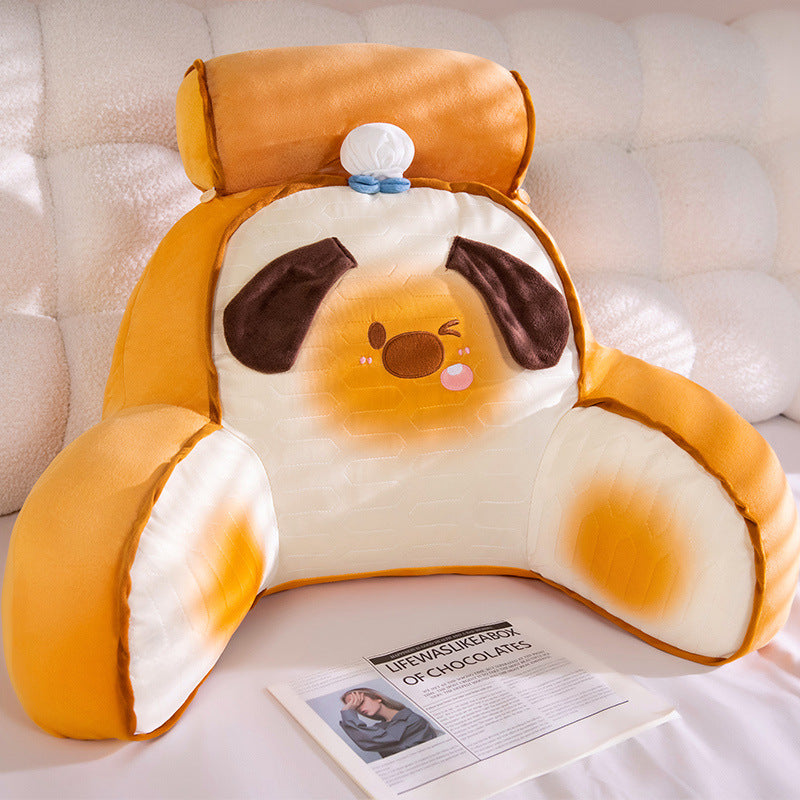 Ergonomic Plush Back Support Pillow in Dog Design Bowlift