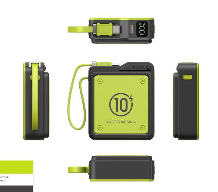 Compact fast charging power bank with digital charge level display Bowlift