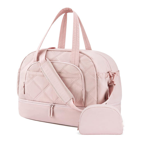 Multifunctional Quilted Travel Bag with Removable Cosmetic Pouch Bowlift