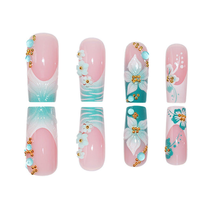 Decorative Floral Pattern Press-On Nails Bowlift