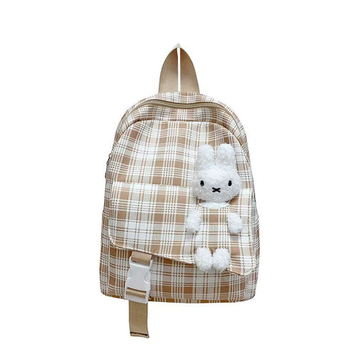 Plaid Patterned Backpack Bowlift