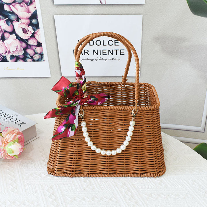 Elegant Handcrafted Rattan Tote Basket Bowlift