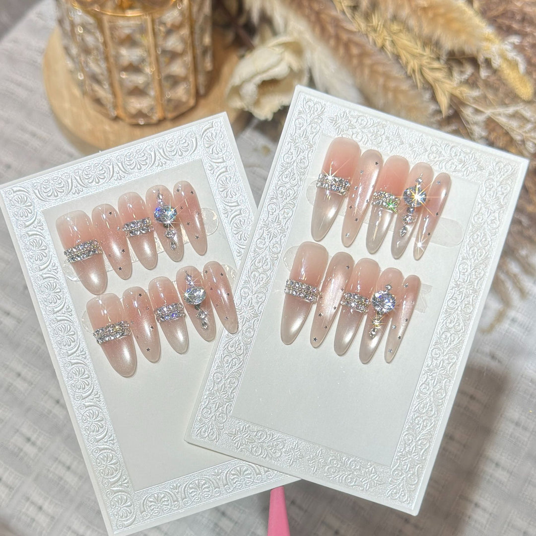 Premium Rhinestone-Embellished Stiletto Press-On Nails Bowlift