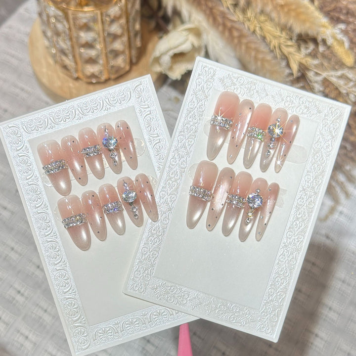 Premium Rhinestone-Embellished Stiletto Press-On Nails Bowlift