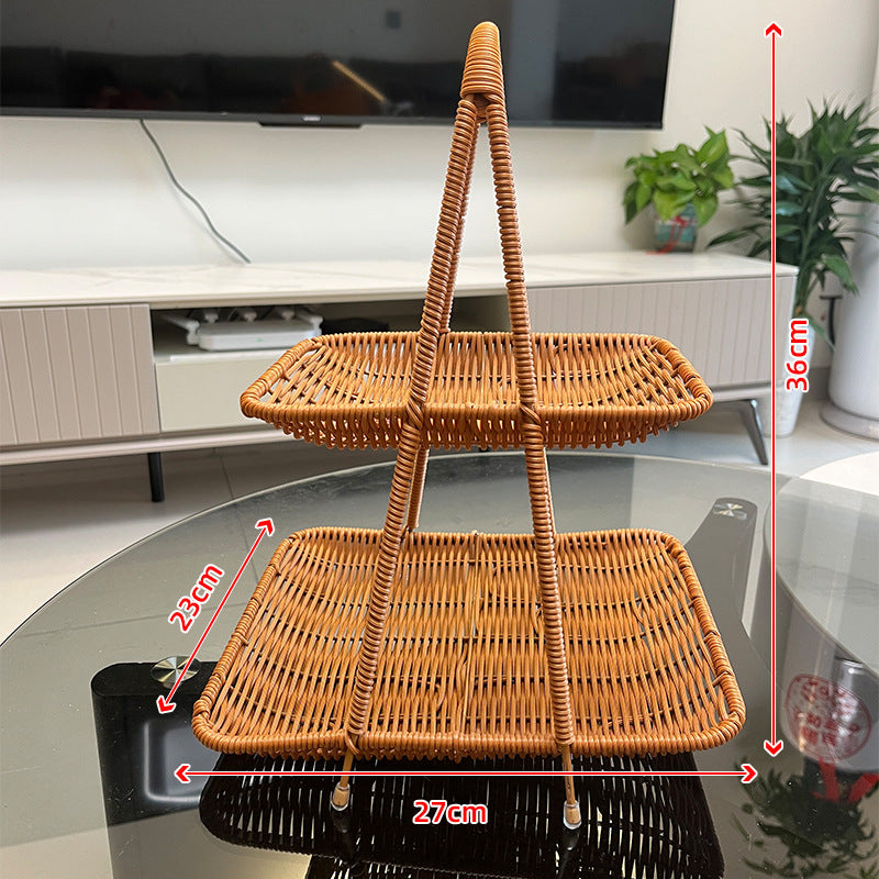 Multi-Tiered Wicker Fruit Stand Bowlift