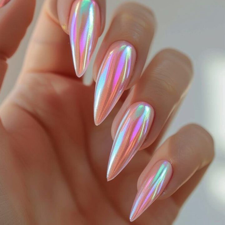 Metallic Stiletto Nail Extensions Bowlift