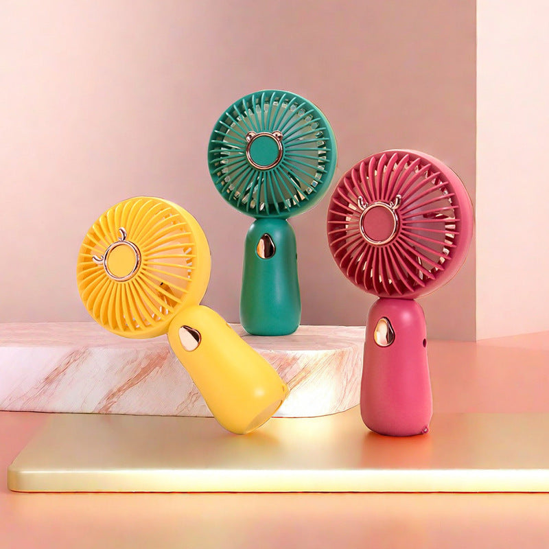 Women Portable Mini Hand Fan with Retractable Handle Bowlift