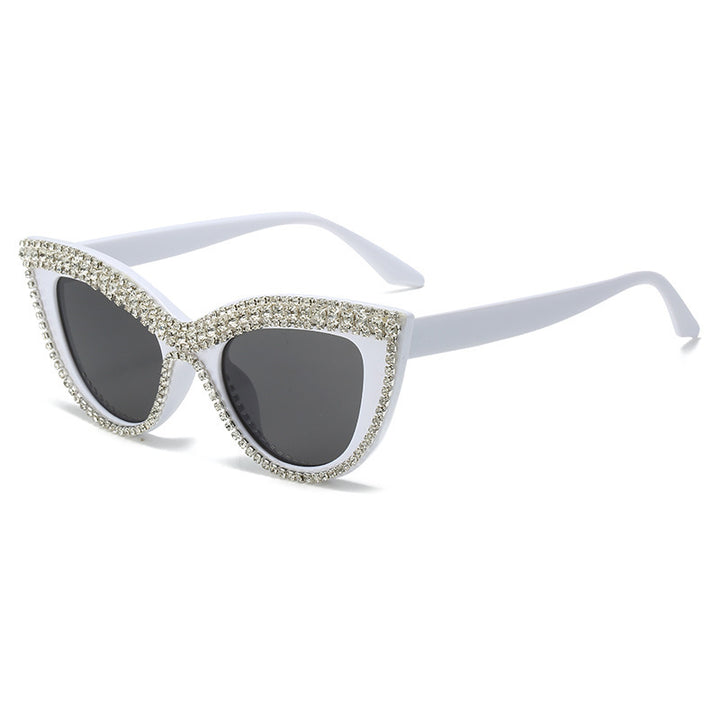 Glamorous Rhinestone-Embellished Shield Sunglasses Bowlift