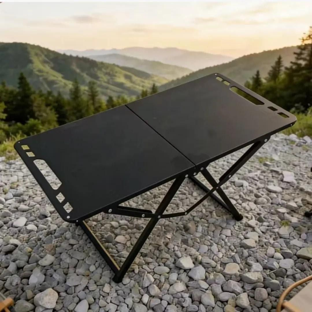 Compact portable folding camping table with reinforced steel frame Bowlift