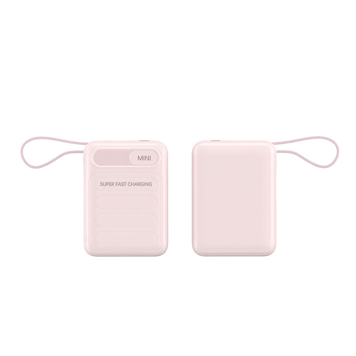 Portable power bank with integrated fast charging cables and digital charging status indicator Bowlift
