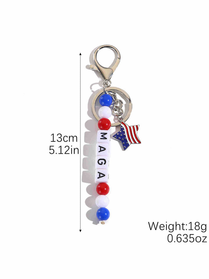 Unisex keychain with letter beads and American star pendant Bowlift