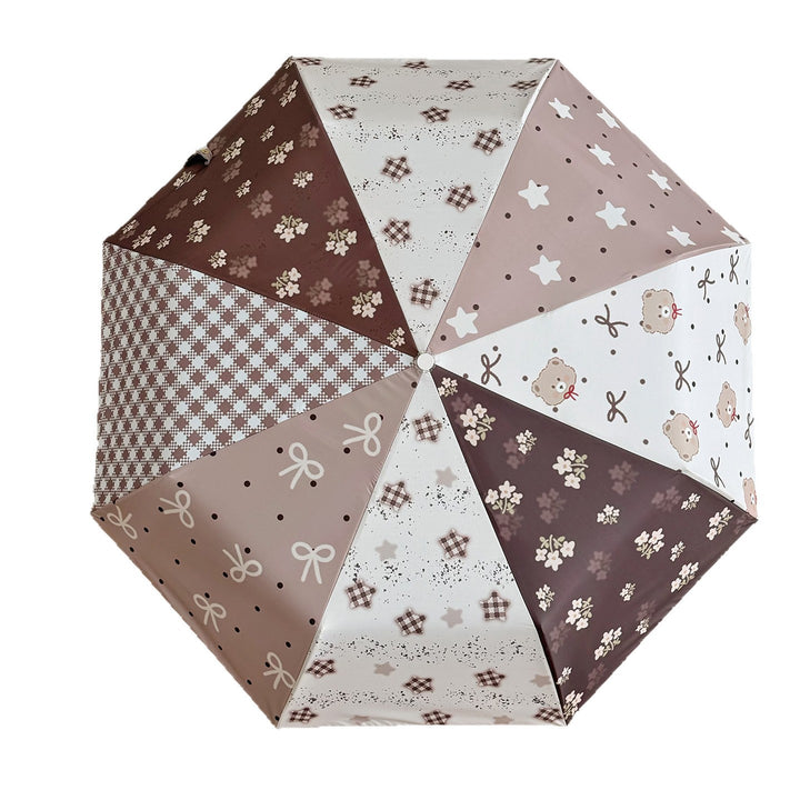 Women's Folding Umbrella with Exclusive Patchwork Design Bowlift