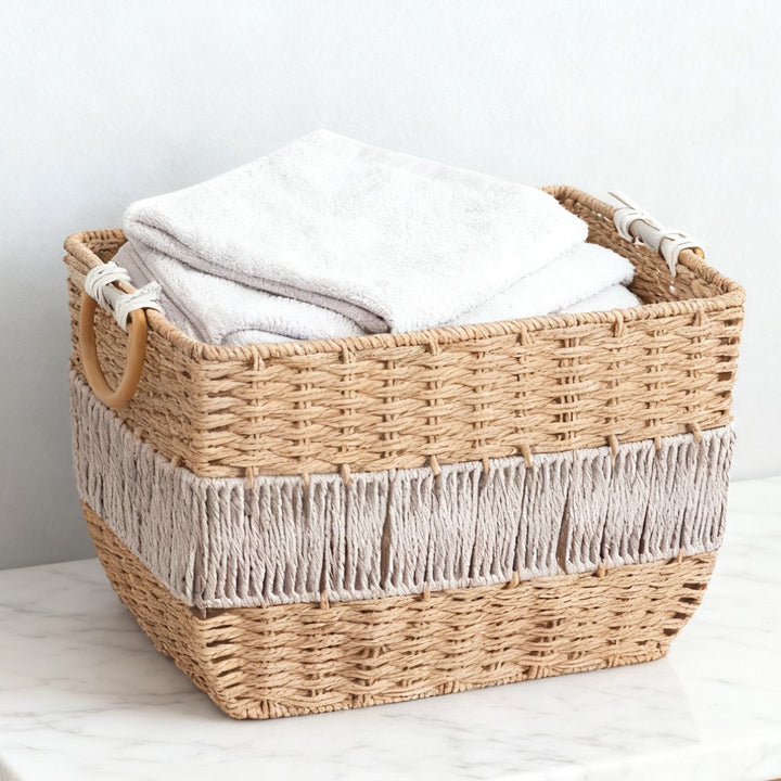 Handmade storage basket with fringes Bowlift