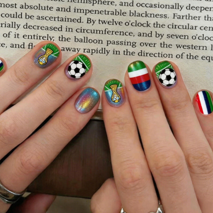 Creative nail art design with football motifs Bowlift