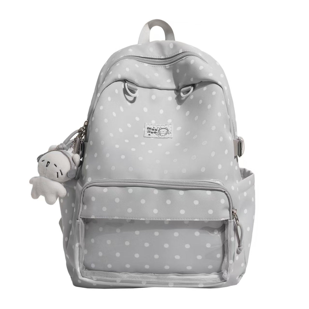 Polka Dot Embroidered Backpack Bowlift
