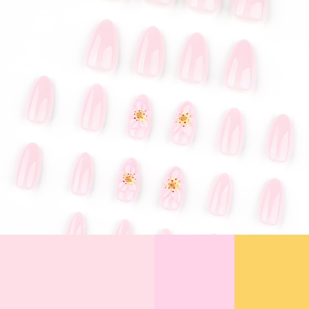 Artful Nail Extensions with Delicate Flower Designs Bowlift