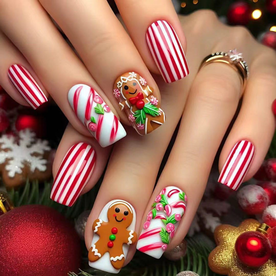 Festive Holiday Gingerbread Nail Art Bowlift
