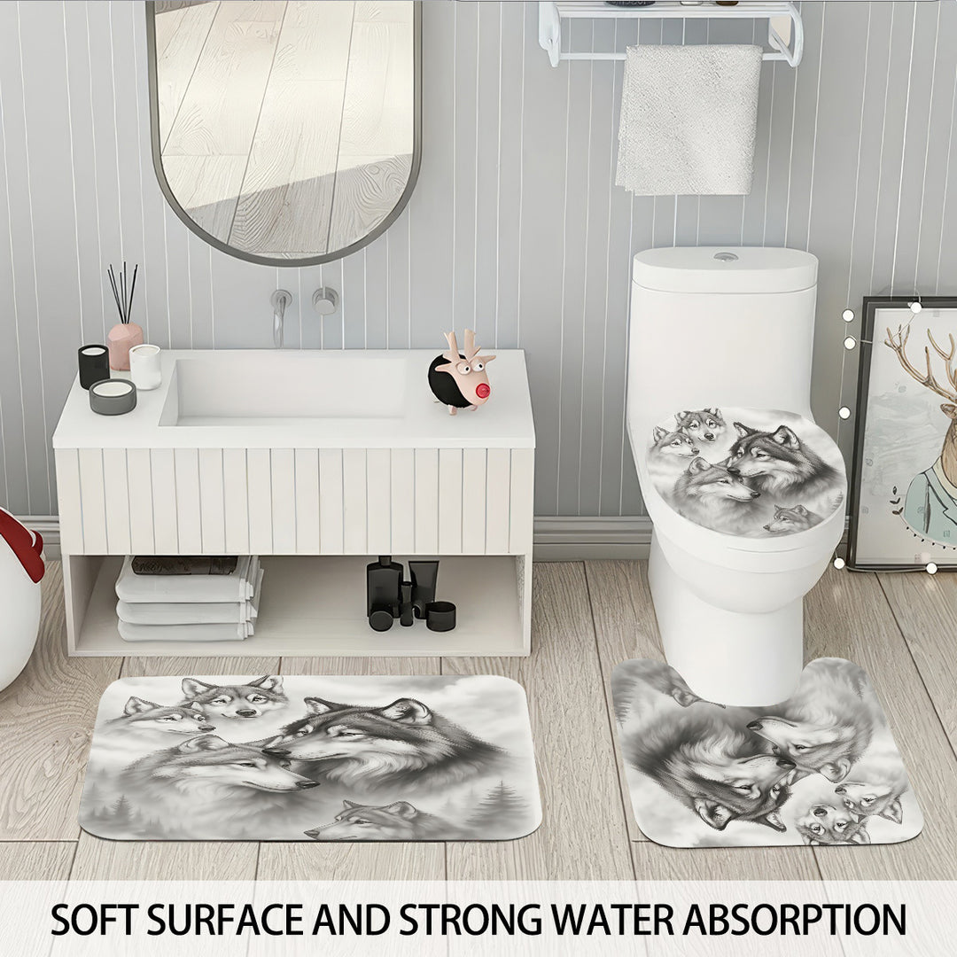 High-Definition Wolf-Themed Bathroom Décor Set Bowlift
