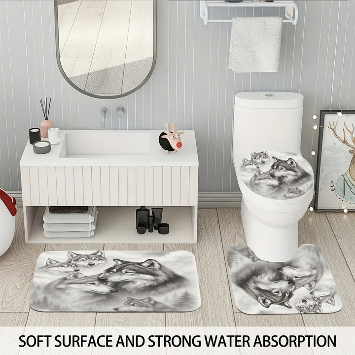 High-Definition Wolf-Themed Bathroom Décor Set Bowlift