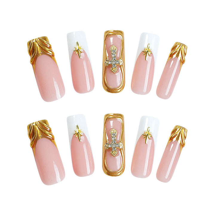 Creative Nail Art Set with Sparkling Gold Accents Bowlift