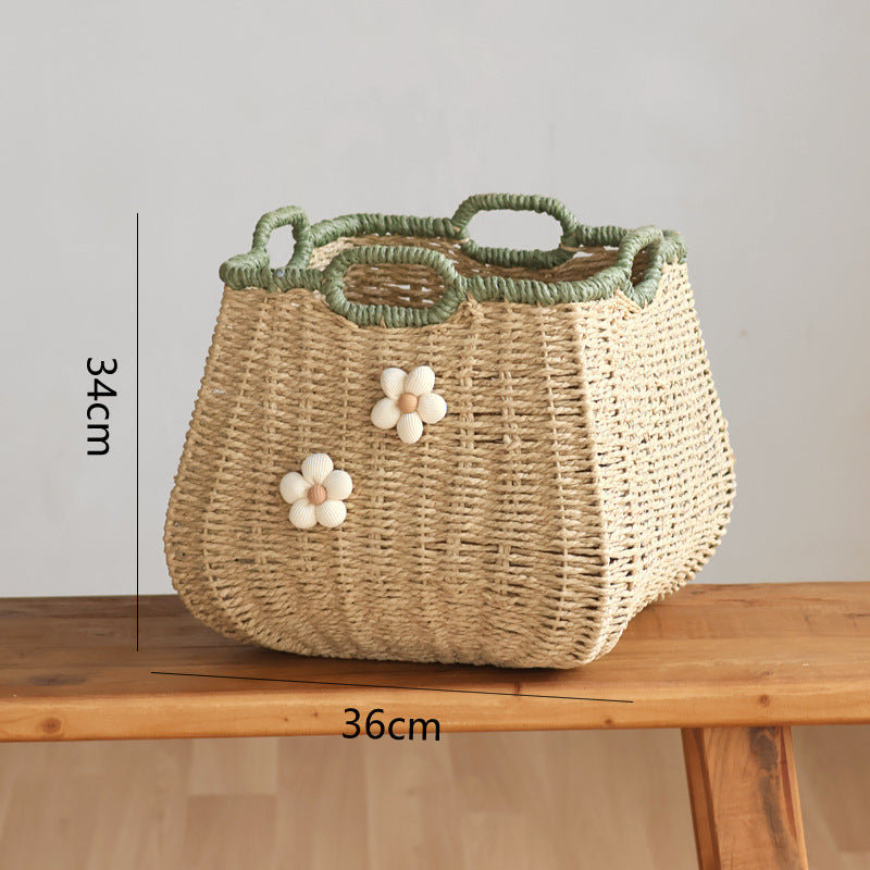 Handcrafted basket with flower appliqué Bowlift