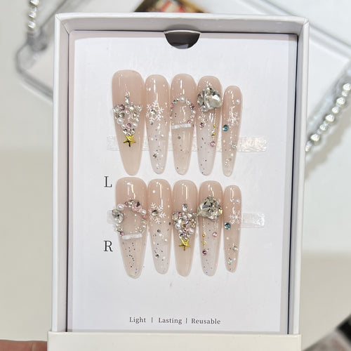 Decorative Gemstone Press-On Nail Tips Bowlift