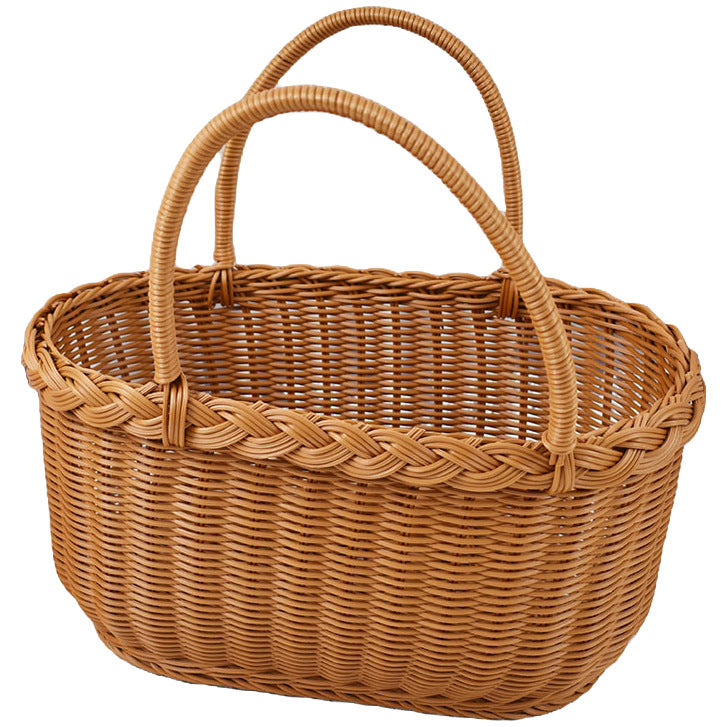 Handwoven Storage Basket with Braided Handles Bowlift