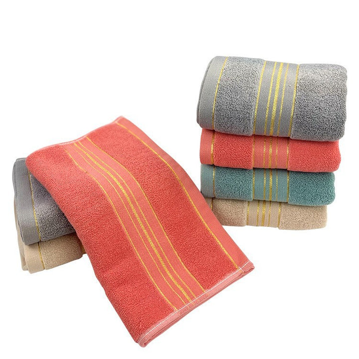Terry-Bath Towel Set With Elegant Striped Border Bowlift