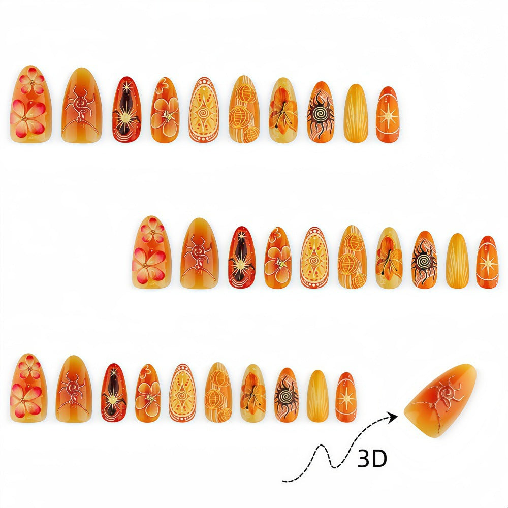 Artificial Nails in Exquisite Floral and Geometric Design Bowlift