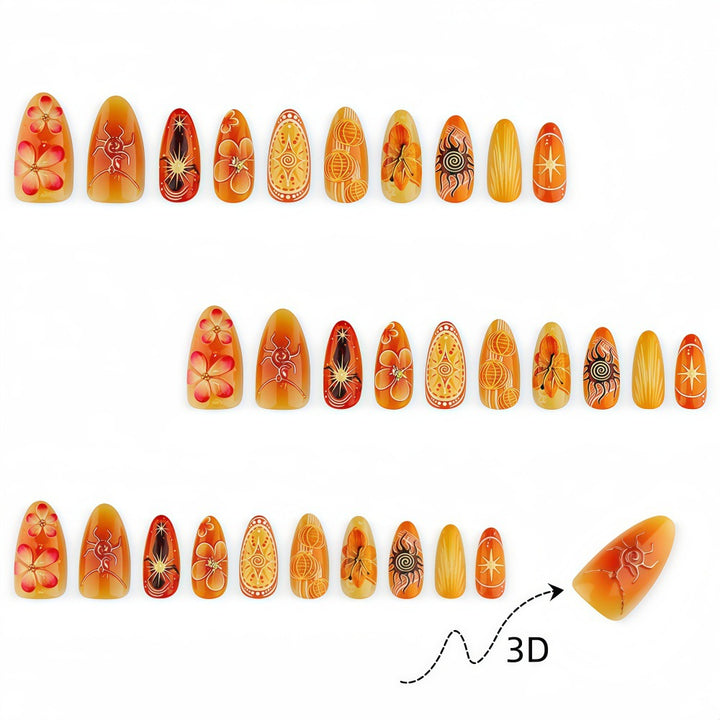 Artificial Nails in Exquisite Floral and Geometric Design Bowlift