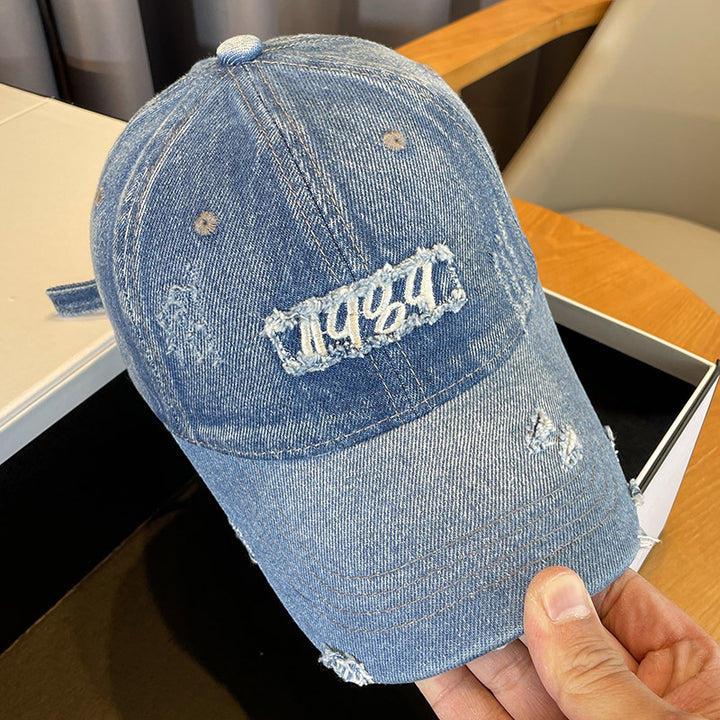 Women's Distressed Denim Baseball Cap Bowlift 1784188483
