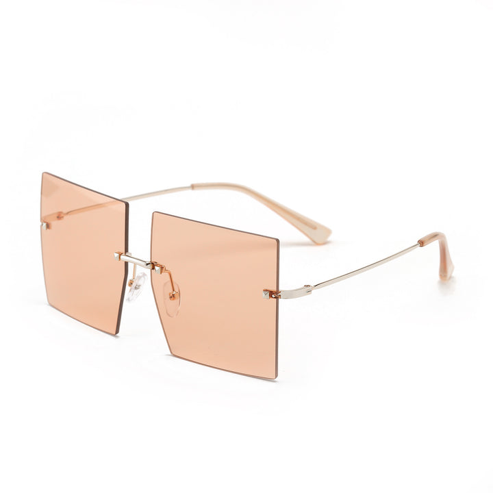 Women's fashion square sunglasses with wide lenses and delicate metal frame Bowlift