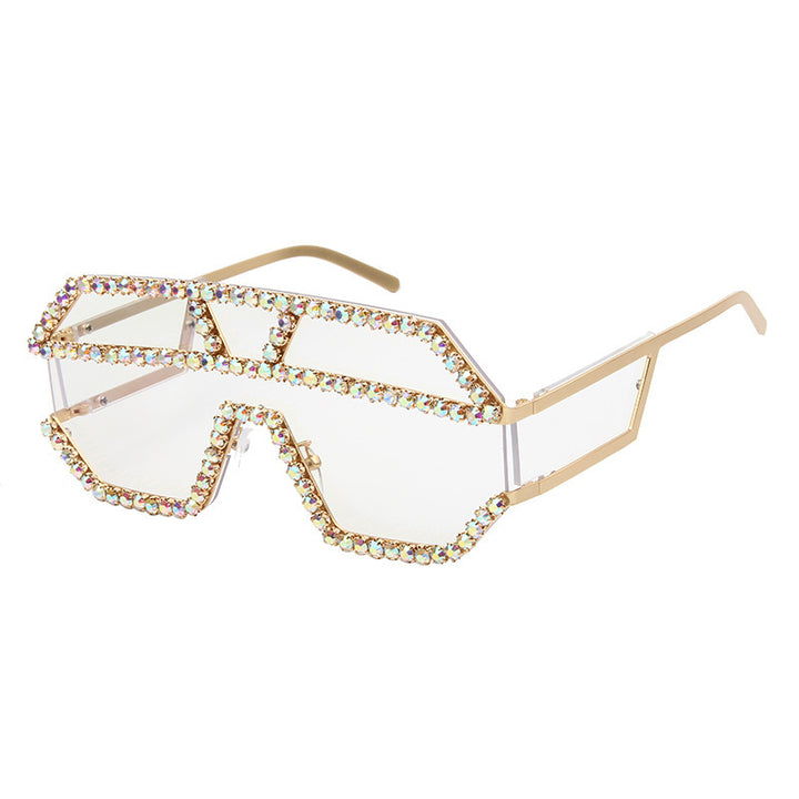 Women's stylish sunglasses with geometric frame and rhinestone embellishment Bowlift