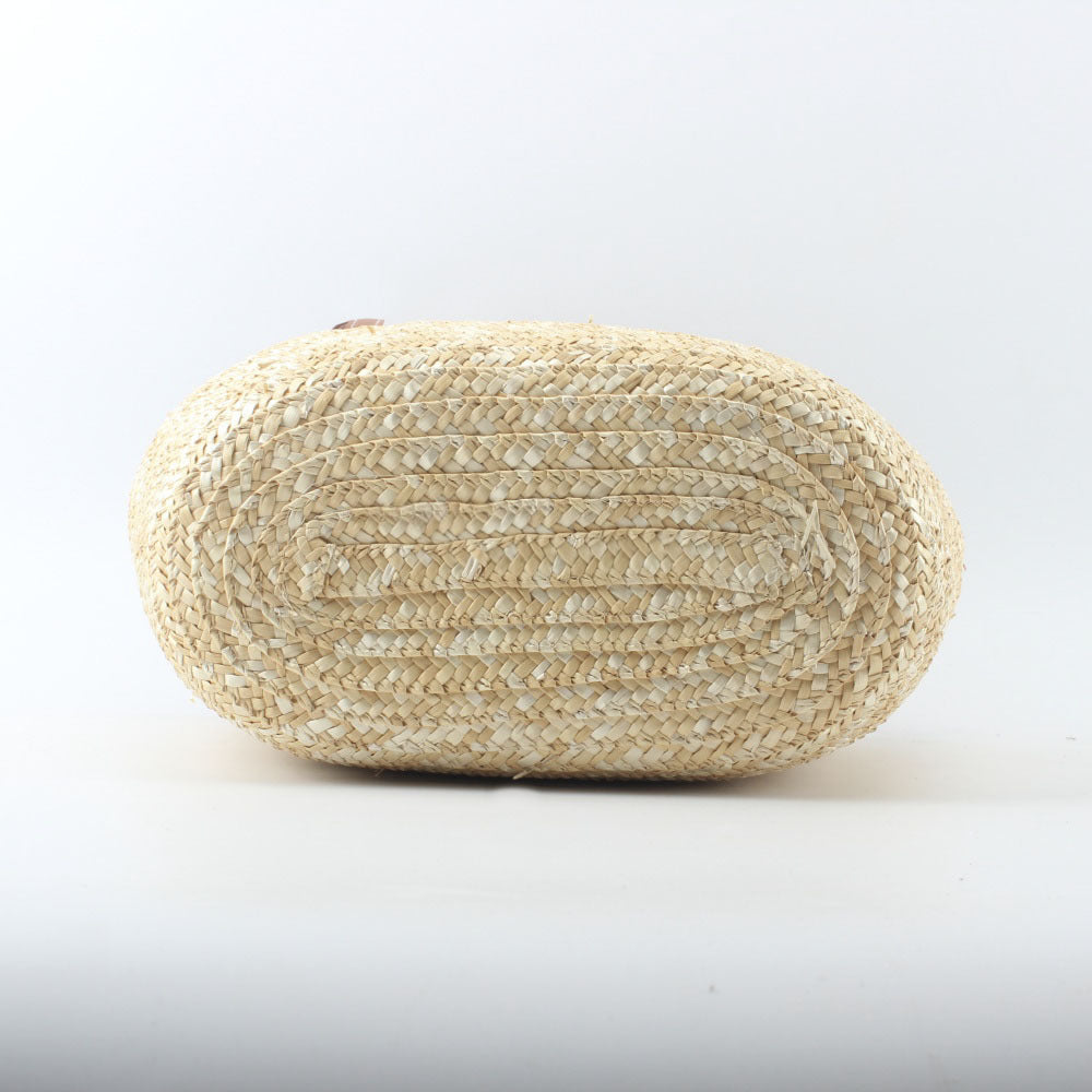 Braided basket bag with elegant leather handles Bowlift