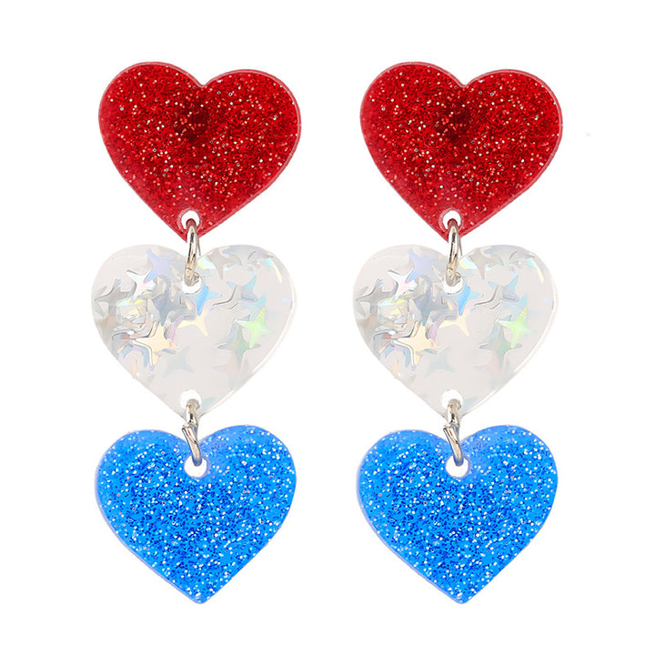 Women's nan patriotic horseshoe enamel dangle earrings with star-accented design and fishhook findings Bowlift