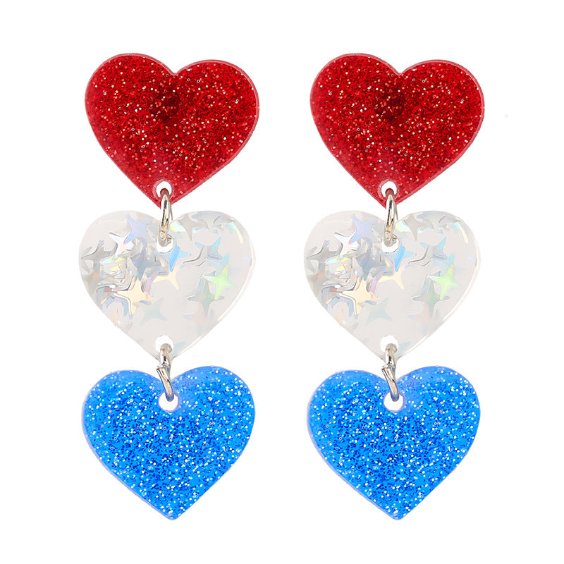 Ladies enamel earrings horseshoe with star stripe motif Bowlift